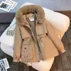2026 Nueva Ropa de Invierno para Mujer Chaqueta de Algodón Acolchada Ajustada Versátil Chaqueta de Algodón con Forro Polar e Integración de Piel