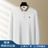 Suministro Transfronterizo de Camisas Polo de Manga Larga de Algodón Piqué Solona Otoño e Invierno para Hombres Jóvenes y de Mediana Edad con Cuello Camisero