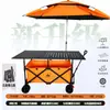 Carro de camping premium para picnics al aire libre con tablero de mesa, plegable y compacto, adecuado para uso en coche y montaje de puestos a gran escala