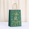Saco de Embalagem de Papel Kraft para Presente de Natal Transfronteiriço, Saco Tote Árvore de Natal Alce Hot Stamping, Saco para Presente de Feriado