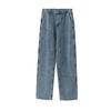 Liquidação, Sem Devoluções ou Trocas: Calças de Lenhador Workwear Lavadas, Desgastadas, Estilo Vintage, Resistentes, Estilo Streetwear Americano, Jeans de Perna Reta 100% Algodão
