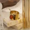 Anillo de Luz Circular Tyna Europeo y Americano de Acero Inoxidable Lujo Alta Calidad Transfronterizo Anillo de Piedra Natural Anillo de Apertura de Amor Joyería de Mano para Mujeres