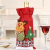 Nuevas Decoraciones Navideñas Arpillera Nieve Dibujos Animados Cordón Cubierta para Botella de Champán Cuadros Muñeco Bolsas para Botellas de Vino Venta al por Mayor