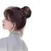 Peluca de cabello real con cabeza de bola, anillo para el cabello, bolsa para peluca, disco de capullo de flor natural, cabeza de bola falsa