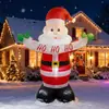 Decoração de Jardim Externo Inflável de Natal de 1,8m com Luz LED Papai Noel Clássico com Faixa nas Mãos