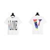 2024 VLONE Camiseta de Manga Corta Serie V Grande Estampado de Estrella V Camiseta de Manga Corta para Parejas Hombres y Mujeres Tendencia High Street Personalizada