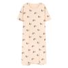 Camisón de algodón puro de verano para mujer, informal, de cuello redondo, manga corta, largo medio, holgado, con almohadilla para el pecho, para el hogar