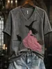 Camiseta de mujer de cuello en V impresa en 3D más vendida transfronteriza, estilo europeo y americano, corte holgado, top casual para mujer de Halloween, camiseta con estampado digital