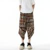 2025 Novo Verão Masculino Tendência Seda de Gelo Respirável e Fresco Calças Cropped Estilo Chinês Estilo Étnico Retro Calças de Praia