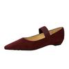3683-11 Versión coreana de tacón de cuña bajo retro simple Joker con banda elástica de terciopelo poco profunda con zapatos de una sola capa para mujer