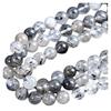 Suministro directo de fábrica, pulsera de cuentas de cristal de cabello negro natural con cuentas tejidas DIY, cuentas sueltas, cuentas redondas blancas y negras, accesorios de joyería