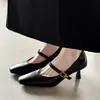 Zapatos Mary Jane estables y seguros de piel de vaca, colección otoño 2026, con tacón medio delgado, punta cuadrada, piel genuina, hebilla de una sola correa, adecuados para ir al trabajo, zapatos de mujer