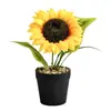 Girasoles Simulados de Dos Cabezas, Flores Artificiales, Flores de Seda, Flores Secas, Flores de Pie para Sala de Estar y Dormitorio, Flores Decorativas de Interior