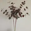 Suministro Transfronterizo Flores Artificiales Estilo Europeo al por Mayor Hojas de Eucalipto de 3 Puntas Hojas de Dinero Decoración del Hogar Flores y Hojas Artificiales