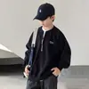 Roupas infantis para meninos, moletom de outono 2026 novo modelo, blusas estilosas casuais para primavera e outono para meninos mais velhos