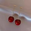 Pendientes de Cereza de Otoño Temprano Pendientes de Lujo Ligero de Gama Alta Nicho Pendientes de Flor Seca Fruta Cereza Joyería Fresca Dulce para Mujer