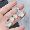 Pendientes de ágata verde con incrustaciones de calcedonia blanca hielo alta, conjunto de tres piezas con colgante y anillo de jade, promoción en vivo