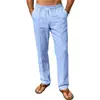 Pantalones de lino con cordón para hombre transfronterizos, talla europea para primavera y otoño, nuevos pantalones casuales holgados plisados de comercio exterior para hombre