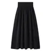 Falda Midi de Punto de Lana 100% de Alta Gama para Mujer Primavera Otoño Invierno Cintura Alta Falda Plisada de Corte A Falda Plisada de Corte A