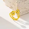 Anillo Abierto de Bola Geométrica de Diseño Transfronterizo para Mujer Anillo para Dedo Índice de Oro de Arena Vietnamita Joyería Simple y Duradera