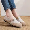 Zapatos de Pescador de Nuevo Estilo para Mujer de Primavera, Zapatos de Lino sin Cordones de Suela Blanda, Zapatos Casuales Cómodos de Suela Blanda para el Ocio