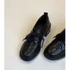 Versión de Cuero Suave~Mocasines Retro Británicos de Cuero Suave con Punta Redonda y Cordones Versátiles para el Trabajo Tacón Grueso Zapatos Pequeños de Cuero Zapatos Individuales para Mujer