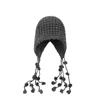 Otoño e invierno Nuevo gorro Lei Feng tejido para mujer, cálido, con protección para las orejas, lindo, con puntera, hecho a mano, tejido, con borla, de lana