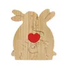 Nuevo Producto Transfronterizo Rompecabezas de Madera Familia Feliz Madera Sólida Set de Conejos Artesanía Muebles para el Hogar DIY Día de la Madre