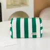 Bolsa de Maquillaje de Felpa Rayada Fresca de Verano Bolsa de Almacenamiento Portátil con Cremallera Almacenamiento de Cuidado de la Piel Neceser Transfronterizo
