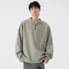 Nasa Beauty Shi=====---Moletom Casual com Gola Henley Masculino Novo Espessado Quente Outono e Inverno Sensação de Alto Padrão