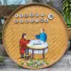 Cesta de bambú tejida a mano pintada a mano cesta para aventar pintura decoración de restaurante pintura de pared de granja hotel casa de huéspedes habitación privada compartimento pared de fondo decoración colgante