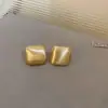 Pendientes geométricos cuadrados con aguja de plata, estilo coreano Dongdaemun, sencillos y redondos de metal, elegantes y a la moda para mujer.