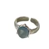 Anillo de Plata S925 con Textura Arrugada de Aguamarina para Mujer, Estilo Ins, Textura Suave, Sensación de Alta Gama, Anillo Abierto