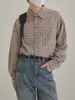 Camisas a cuadros para primavera y otoño para hombres y mujeres, camisas casuales holgadas de manga larga con cuello, prendas de abrigo de moda estilo coreano