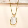 Collares Transfronterizos Europeos y Americanos de Acero Inoxidable, Cadenas Irregulares Geométricas de Piedra Natural y Perlas, Fabricantes de Joyería Retro de Lujo Ligero de Acero de Titanio