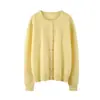 Corte Ajustado, Lujo Accesible, Suave y Amigable con la Piel Chaqueta Suéter de Manga Larga Nuevo Estilo Otoño e Invierno 2025 Cárdigan Tejido 100% Cachemira para Mujer