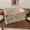 Cesta de Almacenamiento Acolchada con Rayas Azules Originales Organizador de Escritorio para Cosas Pequeñas Caja de Almacenamiento para Cosméticos, Bocadillos, Artículos Varios