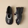 Zapatos de plataforma con cordones y suela gruesa para mujeres menudas, cómodos y retro, combinados con zapatos de vestir para mujer, zapatos de cuero Mary Jane JK, faldas que aumentan la altura