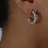 Brinco Argola Rolada de Aço Inoxidável Banhado a Ouro 18K Estilo Europeu e Americano Nicho Novo com Diamante Moda Sentido de Alto Padrão Brincos Estilo Ins