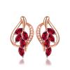 Pendientes de circonitas rubí de imitación natural con personalidad exagerada y temperamento dulce, pendientes de hojas de diamante con forma de gota.