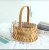 Cesta de Madera Azul con Virutas de Calabaza para Actividades Florales, Cesta para Flores Frescas, Mini Cesta Pequeña, Cesta de Mimbre para Flores, Contenedor de Bambú para Flores
