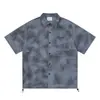 Camisa retro japonesa a cuadros desgastados de manga corta con cordón en el dobladillo para hombre, nueva blusa casual holgada versátil de verano para mujer