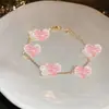 Pulseira Flor Coração de Zircônia Coreana, Luxo Acessível, Pulseira Elegante de Alta Moda, Simples Estilosa, Pulseira Versátil para Mulheres