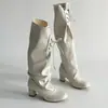 Botas de plataforma con cordones estilo europeo y americano, botas de tacón alto para mujer, nueva colección otoño/invierno 2026, tacón grueso, que aumentan la altura, botas de montar, botas de moda con correas