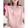Camiseta de Manga Corta Estilo Mamá para Mujeres de Mediana Edad, Nuevo Diseño de Verano, Cuello Redondo, Adelgazante, Elegante, Top Versátil para Mujer