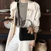 Bolsa de ombro transversal versátil estilo retrô, bolsa tipo balde com textura aveludada, bolsa de ombro único, estilo coreano, tendência de moda, bolsa transversal