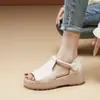 Sandalias de Piel Suave para Mujer 2026 Primavera y Verano Nuevo Estilo Suela Plana Velcro Diario Casual Punta Abierta Versátiles Sandalias de Moda