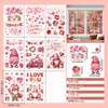 Gnomo del Día de San Valentín Postre Corazón Rosa Caja de Regalo Decoración Pegatina Electrostática para Puerta y Ventana Ambiente
