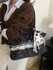 Bolso de hombro bordado con cielo estrellado rosa para mujer, bolso de mano de alta estética estilo coreano con decoración de encaje, bolso para estudiante y para ir al trabajo