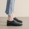 Zapatos de Cuero para Mujer 2026 Otoño Estilo Británico Tacón Medio Verano Planos Trabajo Mocasines Negros Suela Suave Mocasines